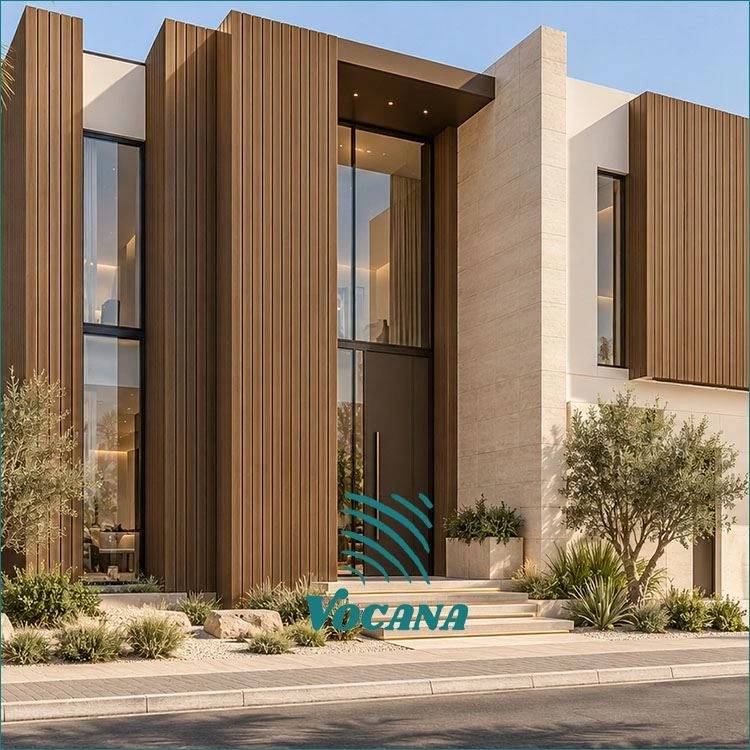 product-1-1 Vertical wood-look WPC cladding on a modern UAE villa facade